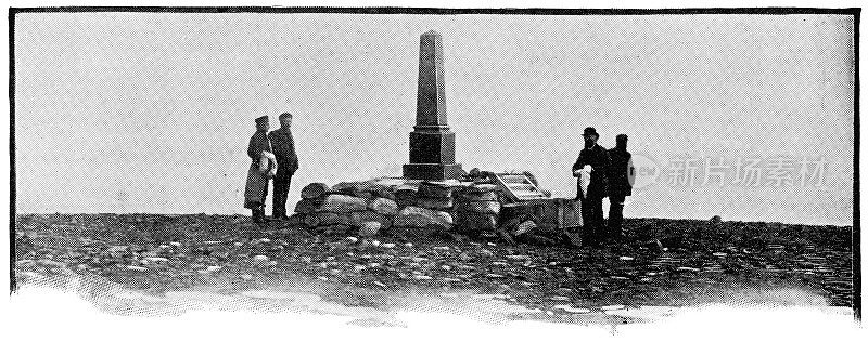 奥斯卡二世国王纪念碑在北角的芬马克，挪威- 19世纪